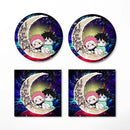 Jujutsu Kaisen Gojo Sakuna Love You To The Moon Galaxy Ceramic Drink Coasters
