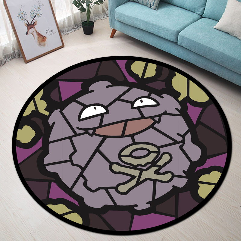 Koffing Stained Glass Round Rug