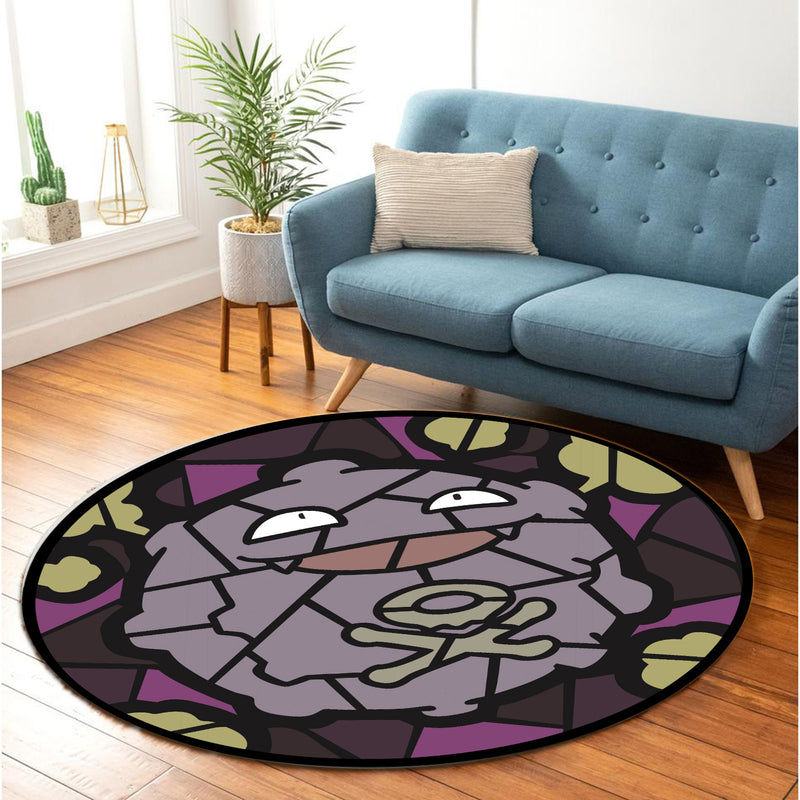 Koffing Stained Glass Round Rug