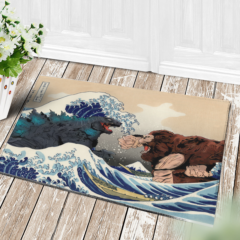 Kong Vs God Japan Style The Great Wave Japan Doormat Home Decor
