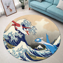Latios vs Latias The Great Wave Round Rug