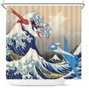 Latios vs Latias Great Wave Shower Curtain