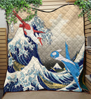 Latios vs Latias The Great Wave Quilt Blanket