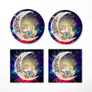 Legend Of Zelda Couple Chibi Couple Love Love You To The Moon Galaxy Ceramic Drink Coasters