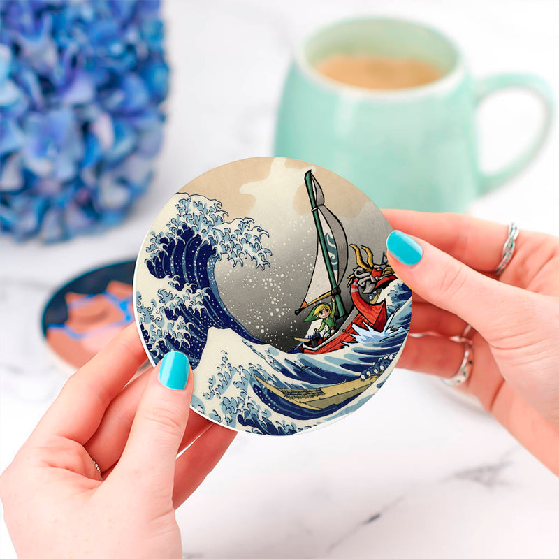 Legend Of Zelda The Great Wave Japan Ceramic Drink Coasters