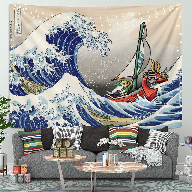 Legend Of Zelda The Great Wave Tapestry Room Decor