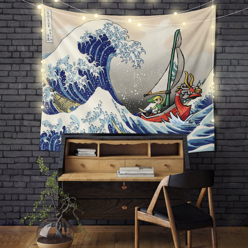 Legend Of Zelda The Great Wave Tapestry Room Decor