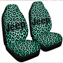 Leopard Pattern Skin Green Custom Car Seat Covers Decor Protectors
