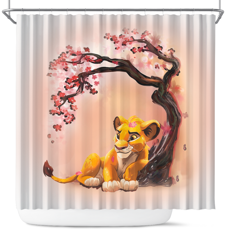 Lion King Simba Cherry Blossom Japan Shower Curtain