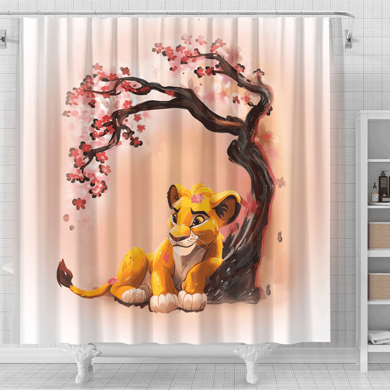 Lion King Simba Cherry Blossom Japan Shower Curtain