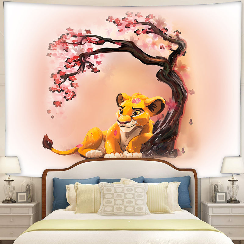 Lion King Simba Cherry Blossom Tapestry Room Decor