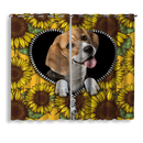 Lovely Beagle Sunflower Zipper Window Curtain