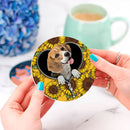 Lovely Beagle Sunflower Zipper Ceramic Drink Coasters