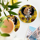 Lovely Beagle Sunflower Zipper Ceramic Drink Coasters
