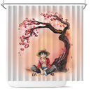 Luffy One Piece Anime Cherry Blossom Japan Shower Curtain