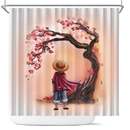 Luffy Stand One Piece Cherry Blossom Japan Shower Curtain