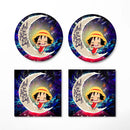 Luffy One Piece Love Love You To The Moon Galaxy Ceramic Drink Coasters