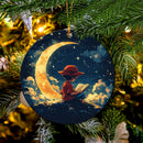 Luffy Reading On A Crescent Moon Mica Circle Ornament