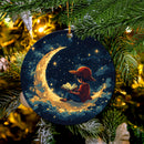 Luffy One Peace Reading On A Crescent Moon Mica Circle Ornament