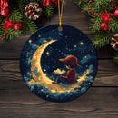 Luffy One Peace Reading On A Crescent Moon Mica Circle Ornament