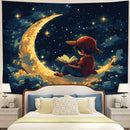 Luffy One Peace Reading On A Crescent Moon Tapestry Room Decor