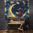 Luffy One Peace Reading On A Crescent Moon Tapestry Room Decor