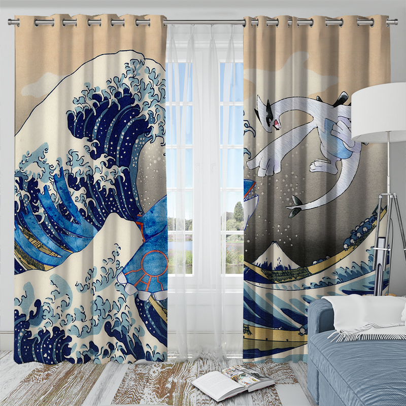 Lugia Vs Kyogre The Great Wave Japan Pokemon Window Curtain