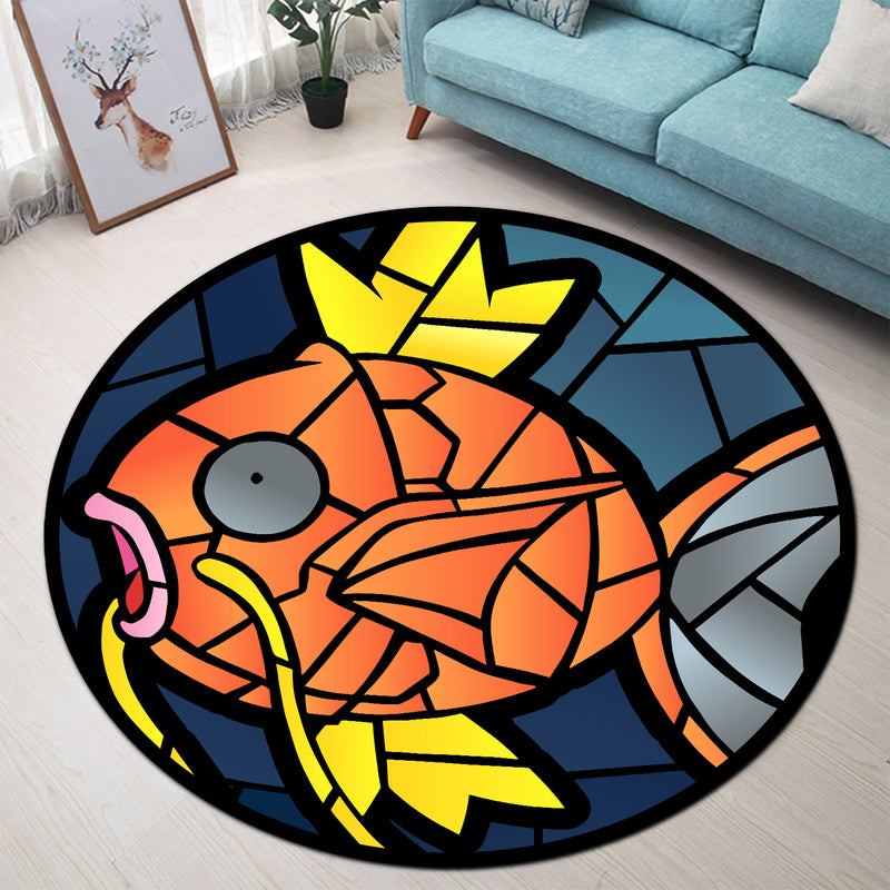 Magikarp Stained Glass Round Rug