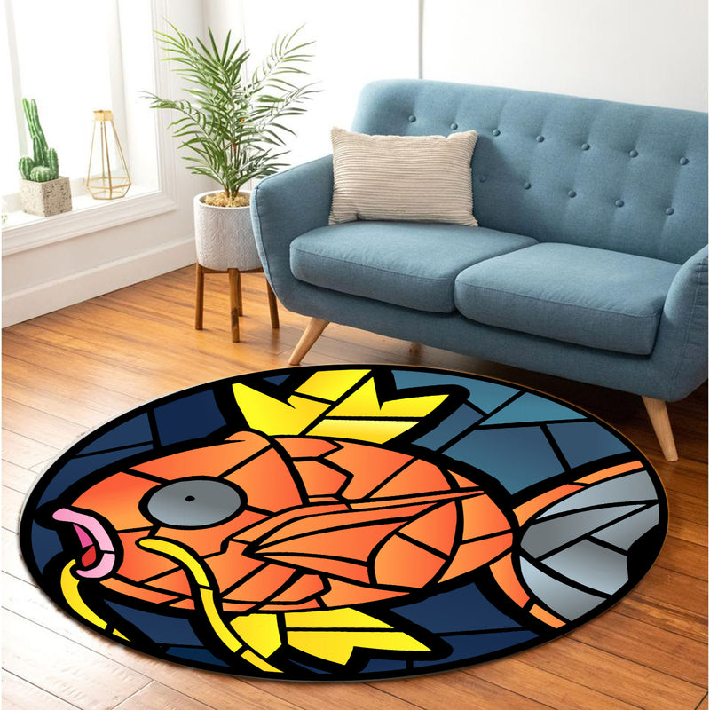 Magikarp Stained Glass Round Rug