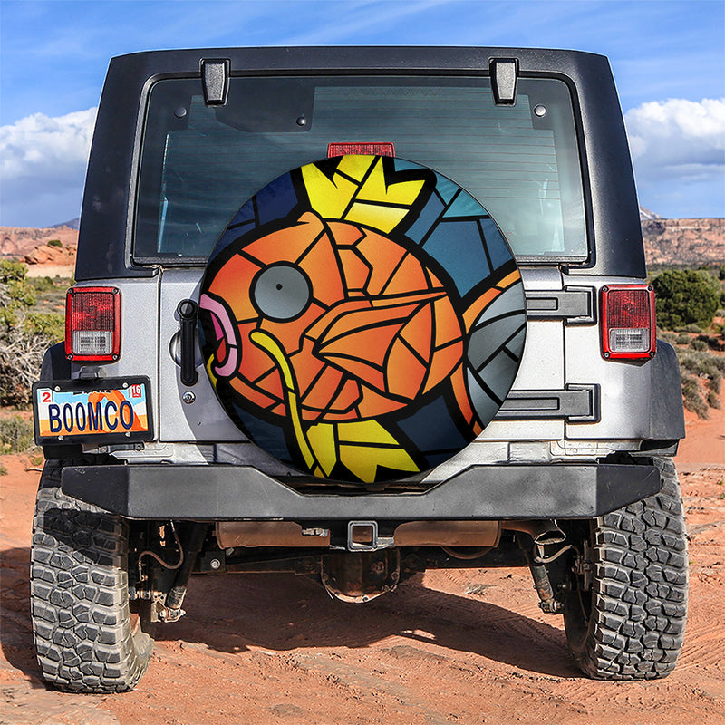 Magikarp Stained Glass Pokemon Car Spare Tire Covers Gift For Campers