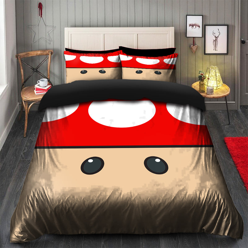 Mario Mushroom Red Bedding Set Duvet Cover And 2 Pillowcases