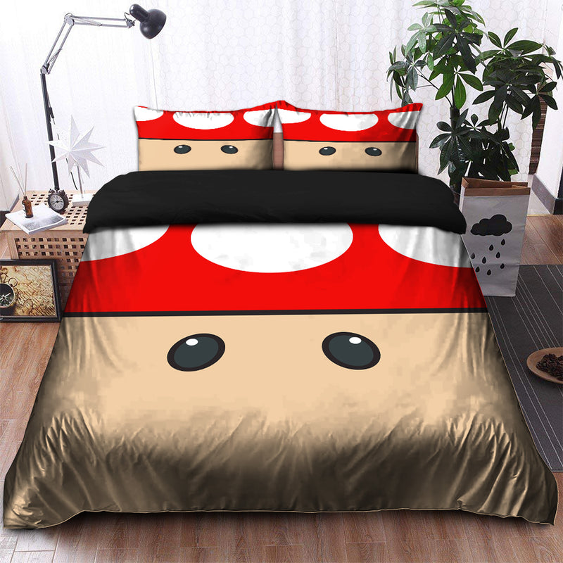 Mario Mushroom Red Bedding Set Duvet Cover And 2 Pillowcases