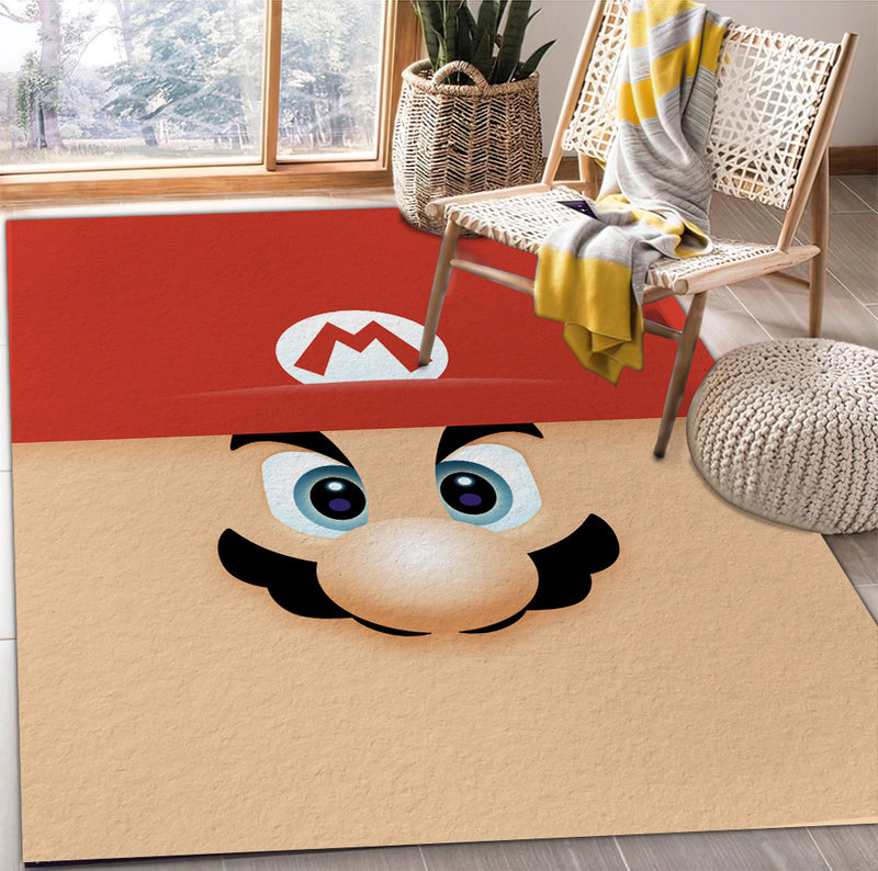 Mario Face Carpet Rug Home Room Decor