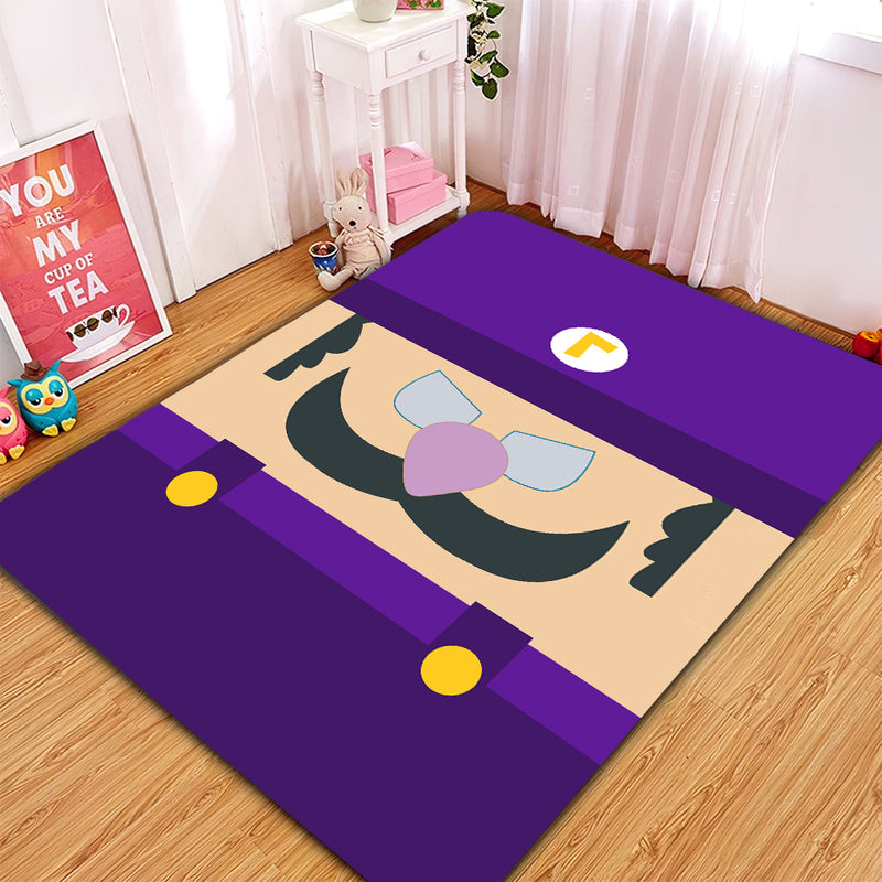 Mario Waluigi Purple Carpet Rug Home Room Decor