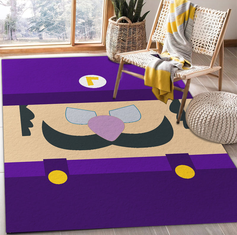 Mario Waluigi Purple Carpet Rug Home Room Decor