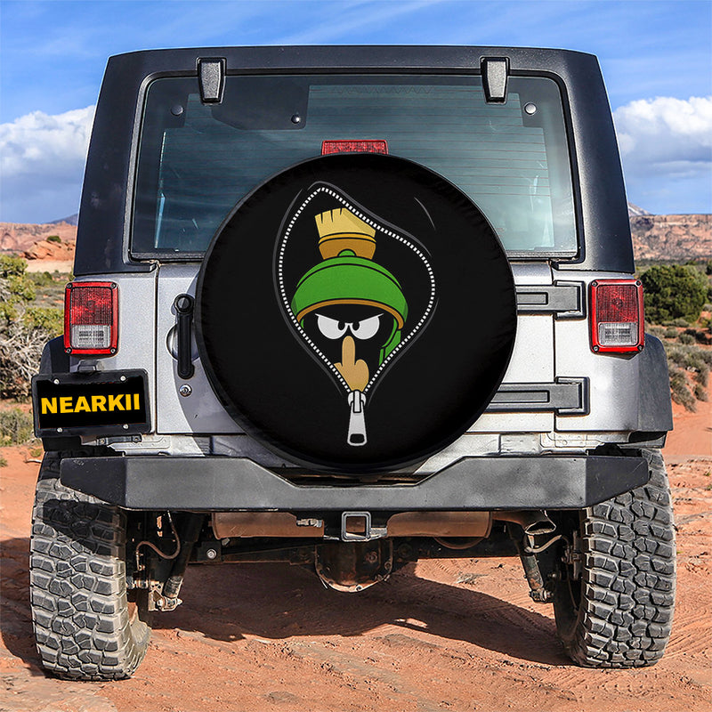 Funny Marvin the Martian Middle Finger Zipper Jeep Car Spare Tire Cover