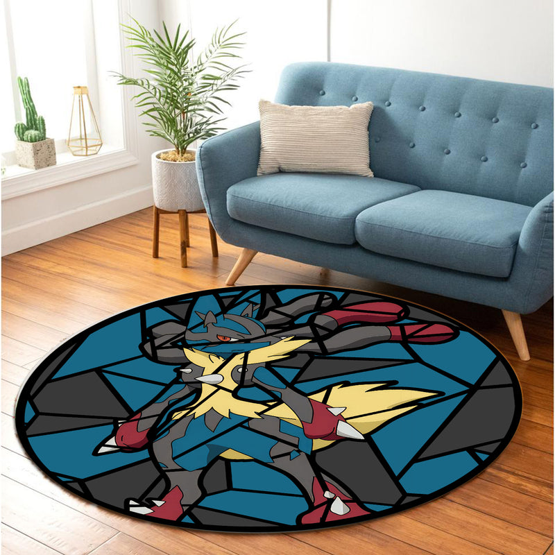 Mega Lucario Stained Glass Round Rug