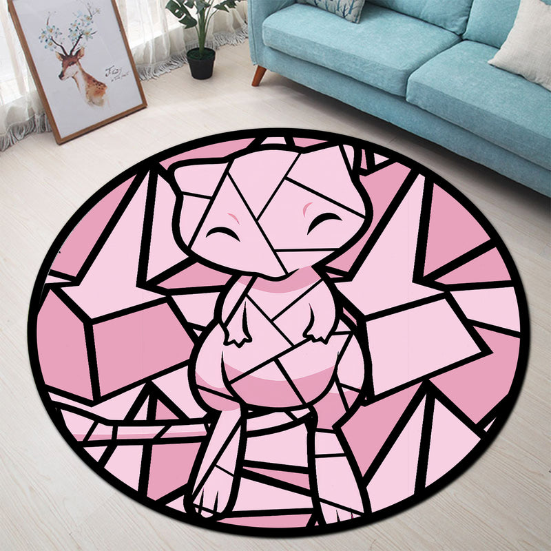 Mew Stained Glass Round Rug