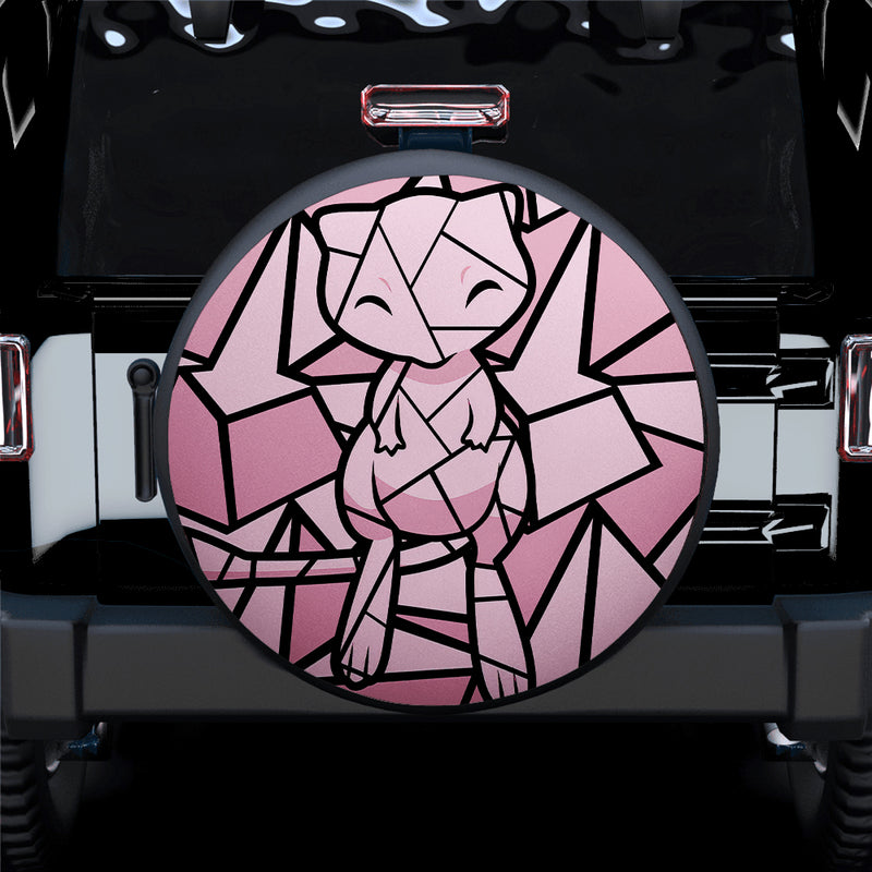 Mew Pokemon Stained Glass Car Spare Tire Covers Gift For Campers