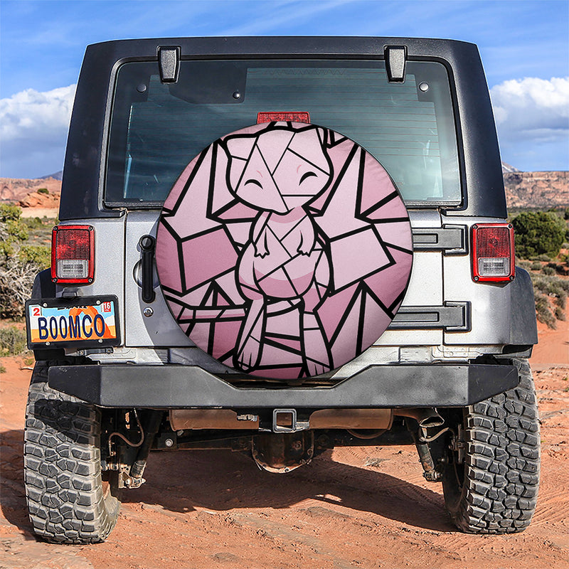 Mew Pokemon Stained Glass Car Spare Tire Covers Gift For Campers