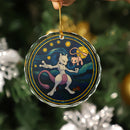 Mew vs Mewtwo Starry Night Glass Ornament