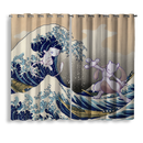 Mewtwo Vs Mew The Great Wave Japan Window Curtain