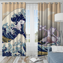 Mewtwo Vs Mew The Great Wave Japan Window Curtain
