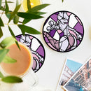 Mewtwo Stained Glass Drink Coasters