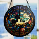Mice Round Stained Glass Window Hanging Panel Suncatcher