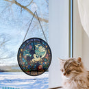 Mice Round Stained Glass Window Hanging Panel Suncatcher