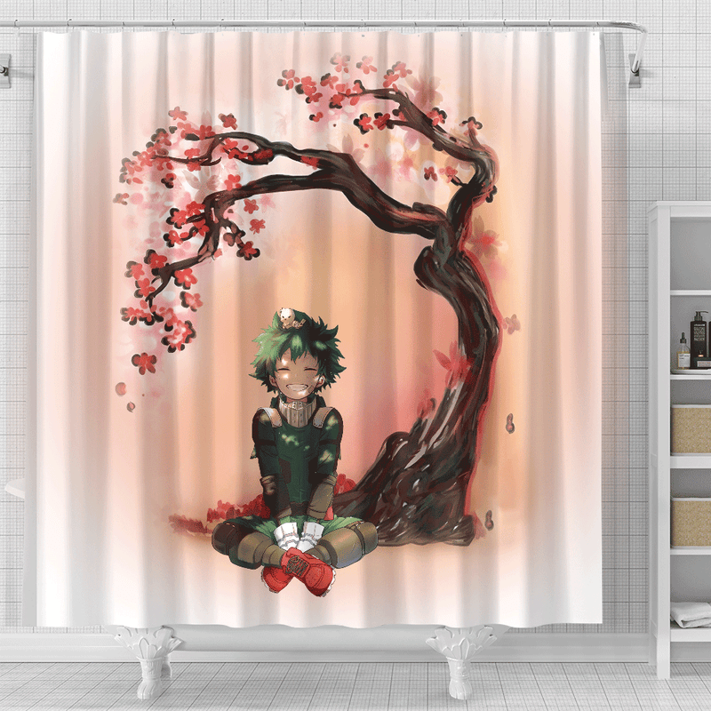 Midoriya Izuku My Hero Academia Anime Cherry Blossom Japan Shower Curtain