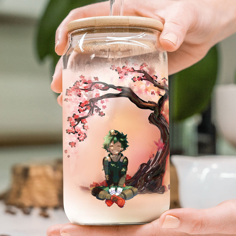 Midoriya Izuku My Hero Academia Anime Cherry Blossom Glass Can