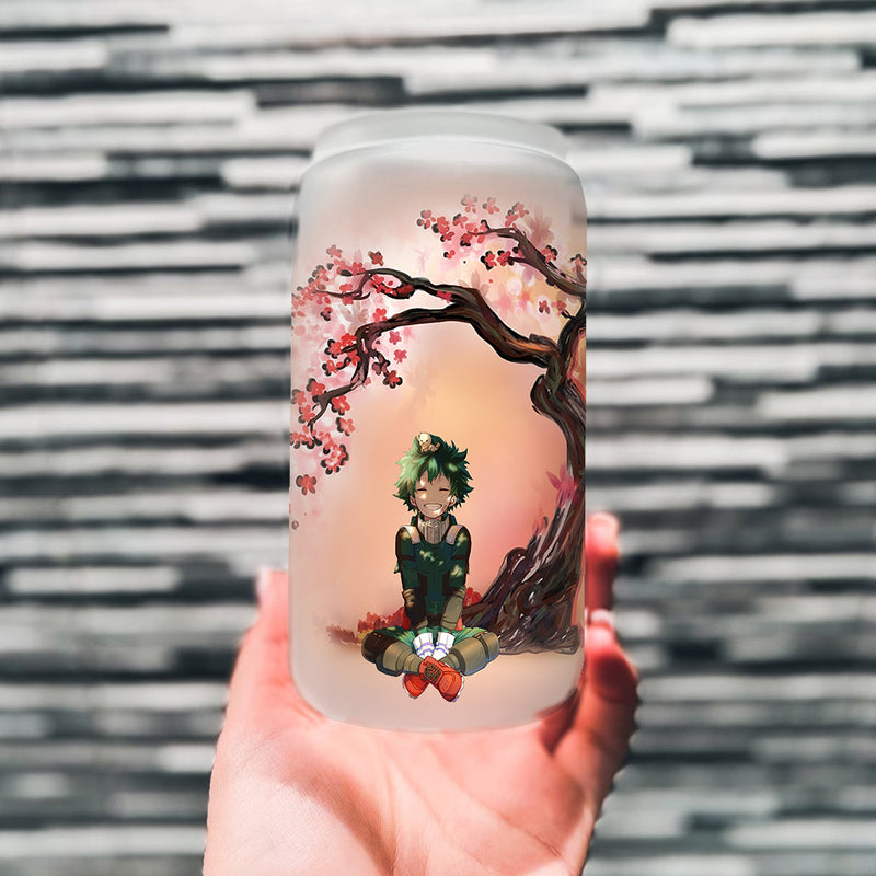 Midoriya Izuku My Hero Academia Anime Cherry Blossom Glass Can