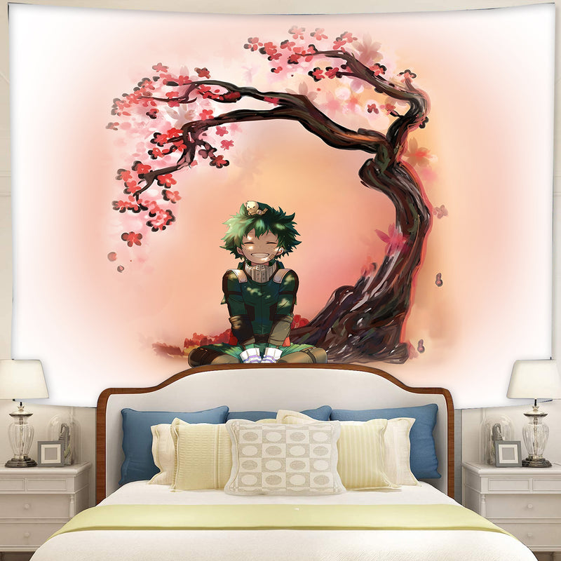Midoriya Izuku My Hero Academia Anime Cherry Blossom Tapestry Room Decor